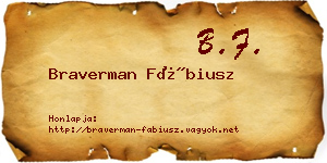 Braverman Fábiusz névjegykártya